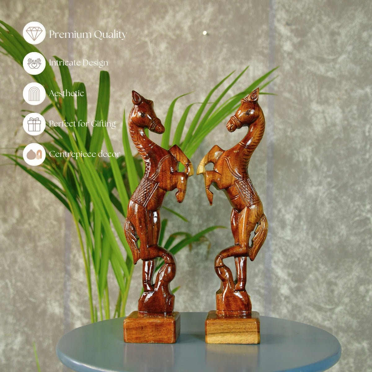 Sowpeace Artisan Wooden Jumping Horse Set: Home Decor