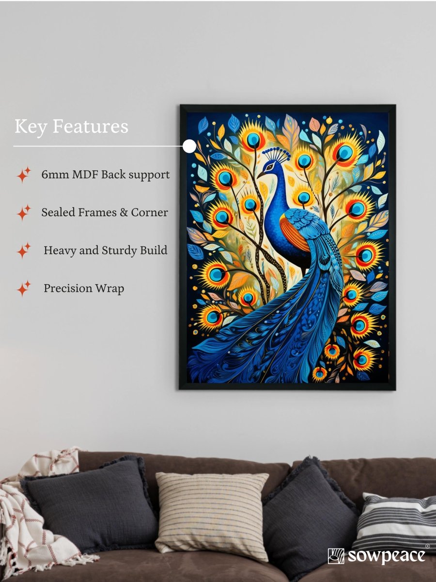 Sowpeace Aura: Embrace Peacock's Harmony – Premium Handcrafted Canvas Art for Modern and Elegant Home Decoration