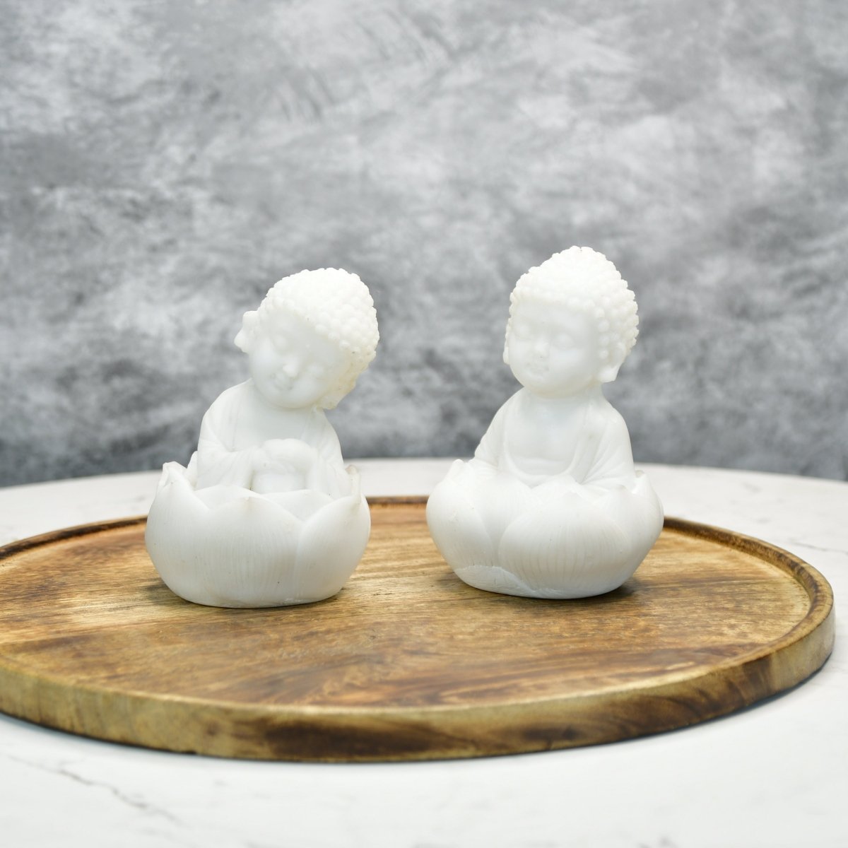 Sowpeace Baby Monk Set | Elegant White Resin Spiritual Figurines for Peaceful Home Décor & Gifting