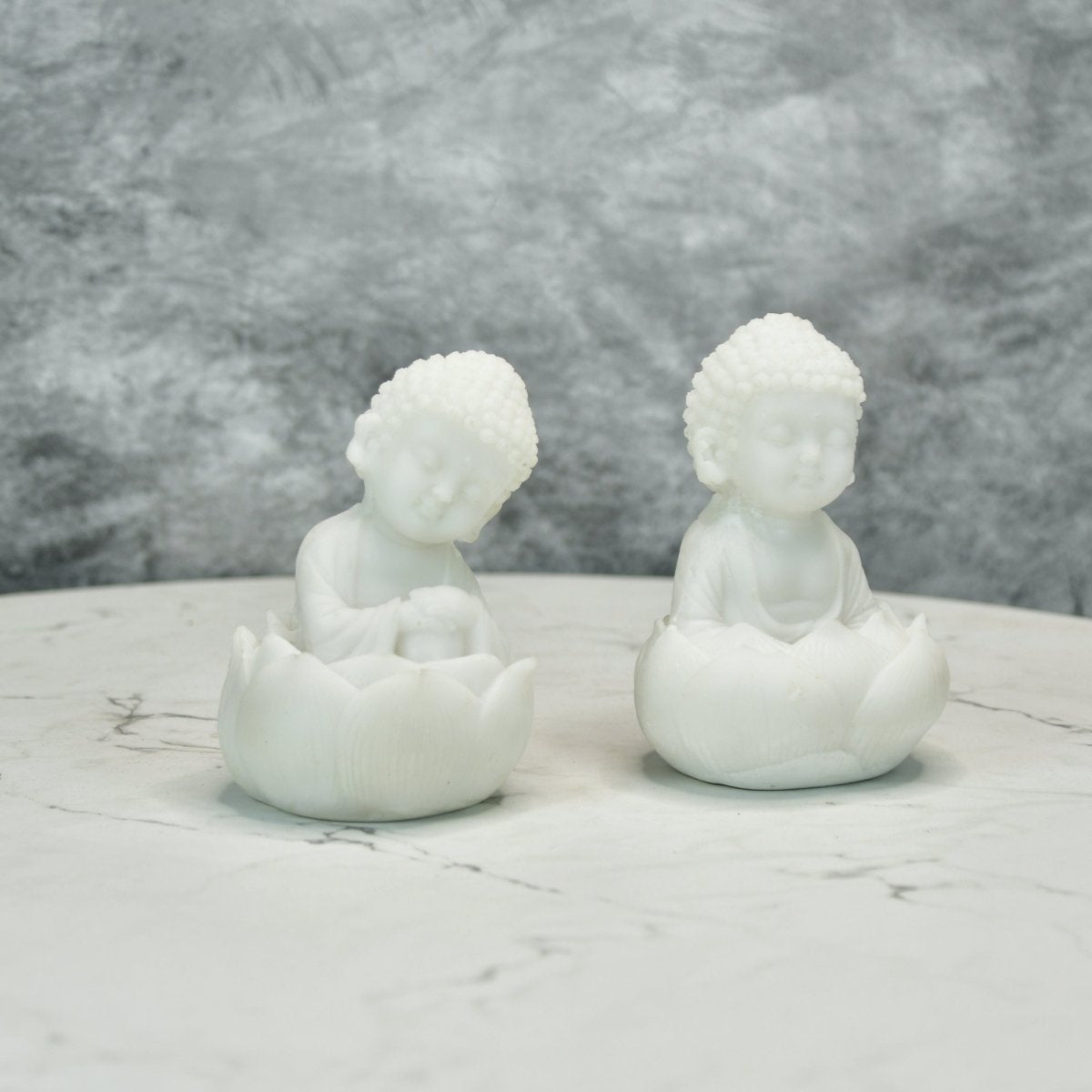 Sowpeace Baby Monk Set | Elegant White Resin Spiritual Figurines for Peaceful Home Décor & Gifting