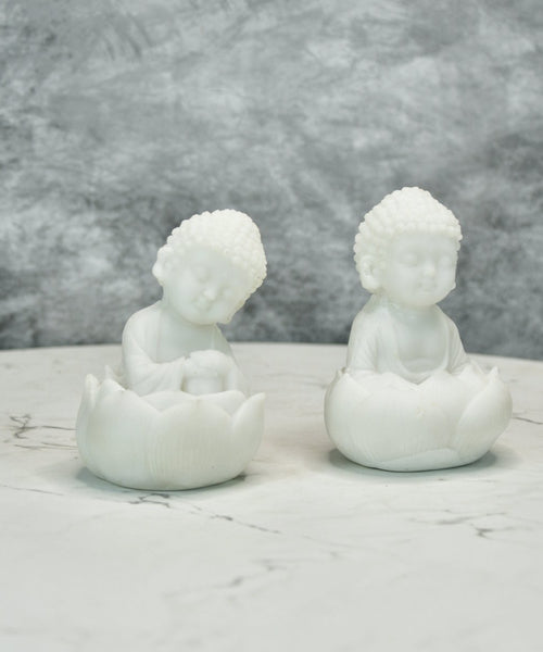 Sowpeace Baby Monk Set | Elegant White Resin Spiritual Figurines for Peaceful Home Décor & Gifting