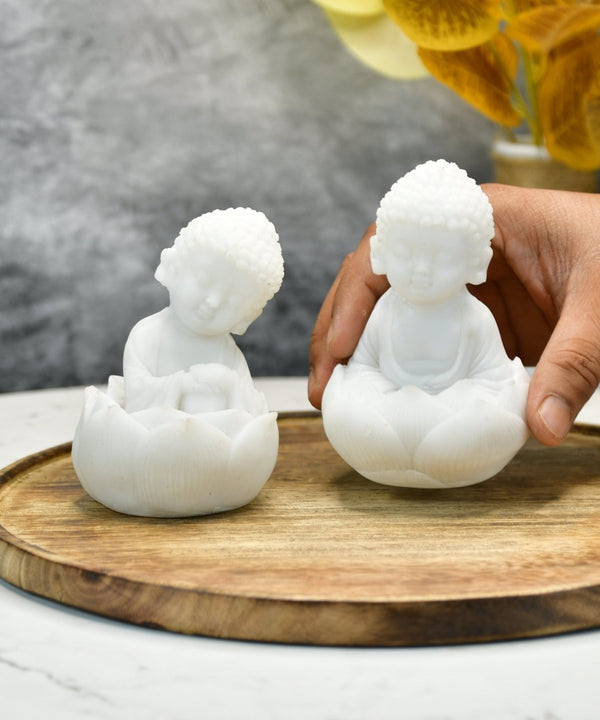 Sowpeace Baby Monk Set | Elegant White Resin Spiritual Figurines for Peaceful Home Décor & Gifting — image 4