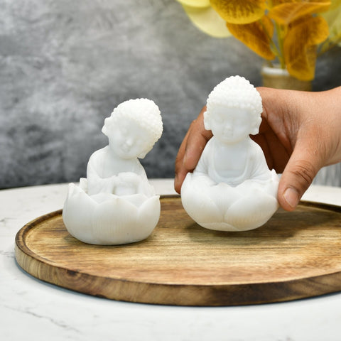 Vastu Principles for Sowpeace Baby Monk Set | Elegant White Resin Spiritual Figurines for Peaceful Home Décor & Gifting
