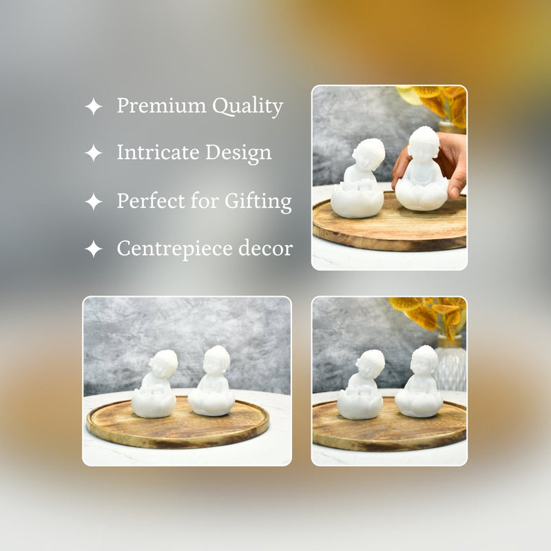 Sowpeace Baby Monk Set | Elegant White Resin Spiritual Figurines for Peaceful Home Décor & Gifting – view 3