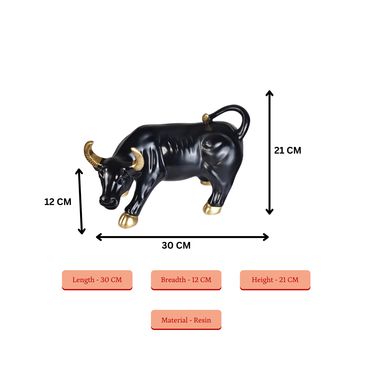 Sowpeace Black Bull Decor | Bold Resin Animal Figurine for Modern Home & Office Décor, Gifting