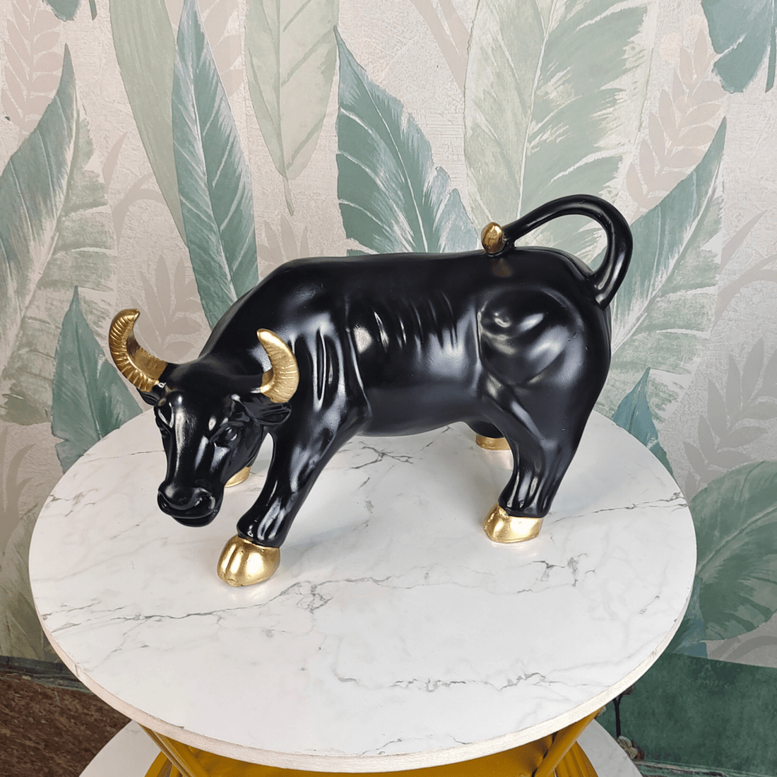 Sowpeace Black Bull Decor | Bold Resin Animal Figurine for Modern Home & Office Décor, Gifting - Sowpeace - 