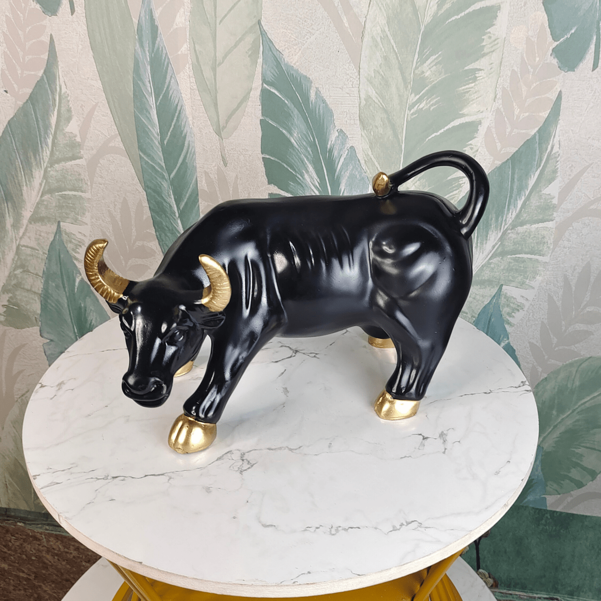 Sowpeace Black Bull Decor | Bold Resin Animal Figurine for Modern Home & Office Décor, Gifting - Sowpeace - 