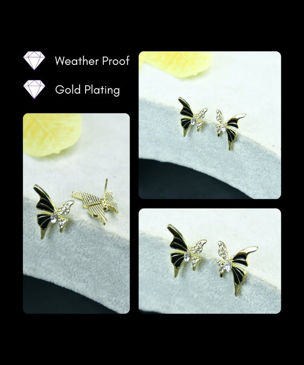 Sowpeace Black Butterfly Crystal Gold Stainless Steel Earrings | Elegant One‑Size Lightweight Jewelry for Women & Daily Wear — image 4