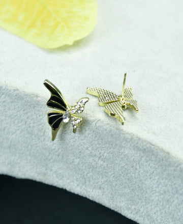 Sowpeace Black Butterfly Crystal Gold Stainless Steel Earrings | Stylish One‑Size Lightweight Jewelry for Women & Daily Wear — alternate view