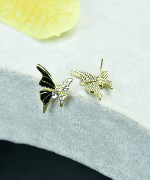Sowpeace Black Butterfly Crystal Gold Stainless Steel Earrings | Stylish One‑Size Lightweight Jewelry for Women & Daily Wear — image 2