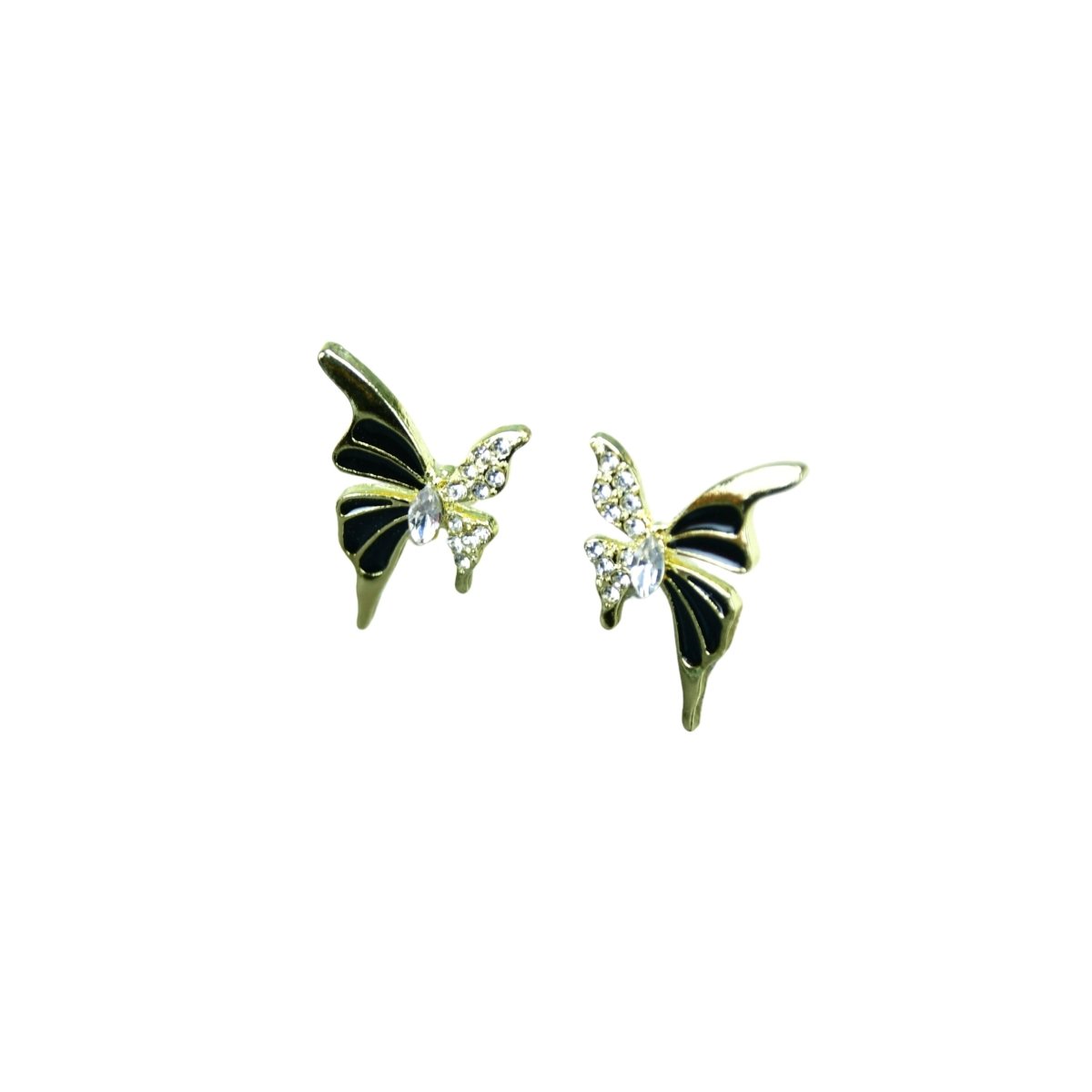 Sowpeace Black Butterfly Crystal Gold Stainless Steel Earrings | Stylish One‑Size Lightweight Jewelry for Women & Daily Wear - Sowpeace - 
