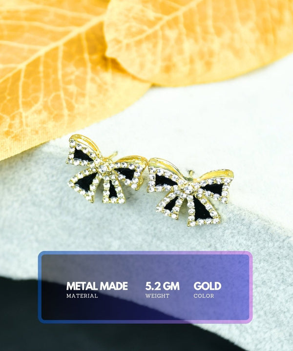 Sowpeace Black Gold Stainless Steel Ribbon Earrings | Elegant One‑Size Lightweight Jewelry for Women & Daily Wear — image 3