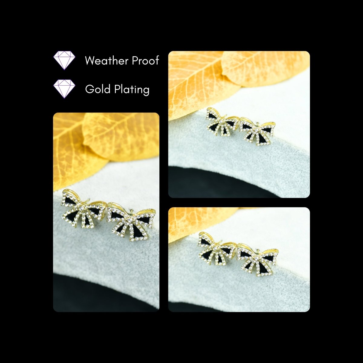 Sowpeace Black Gold Stainless Steel Ribbon Earrings | Elegant One‑Size Lightweight Jewelry for Women & Daily Wear - Sowpeace - 