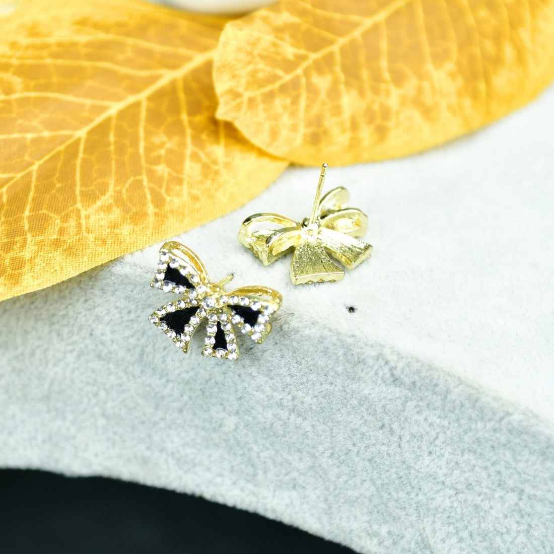 Sowpeace Black Gold Stainless Steel Ribbon Earrings | Elegant One‑Size Lightweight Jewelry for Women & Daily Wear - Sowpeace - 