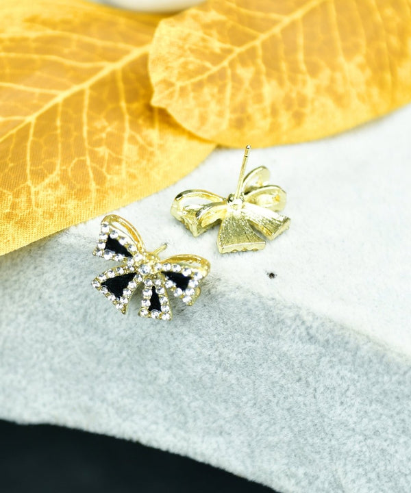Sowpeace Black Gold Stainless Steel Ribbon Earrings | Elegant One‑Size Lightweight Jewelry for Women & Daily Wear — image 2