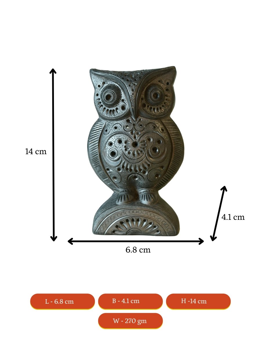 Sowpeace Black Terracotta Artisanal Owl: Tabletop Decor - decor - Sowpeace - Sowpeace Black Terracotta Artisanal Owl: Tabletop Decor - Terr - bter - TT - AOW - Sowpeace