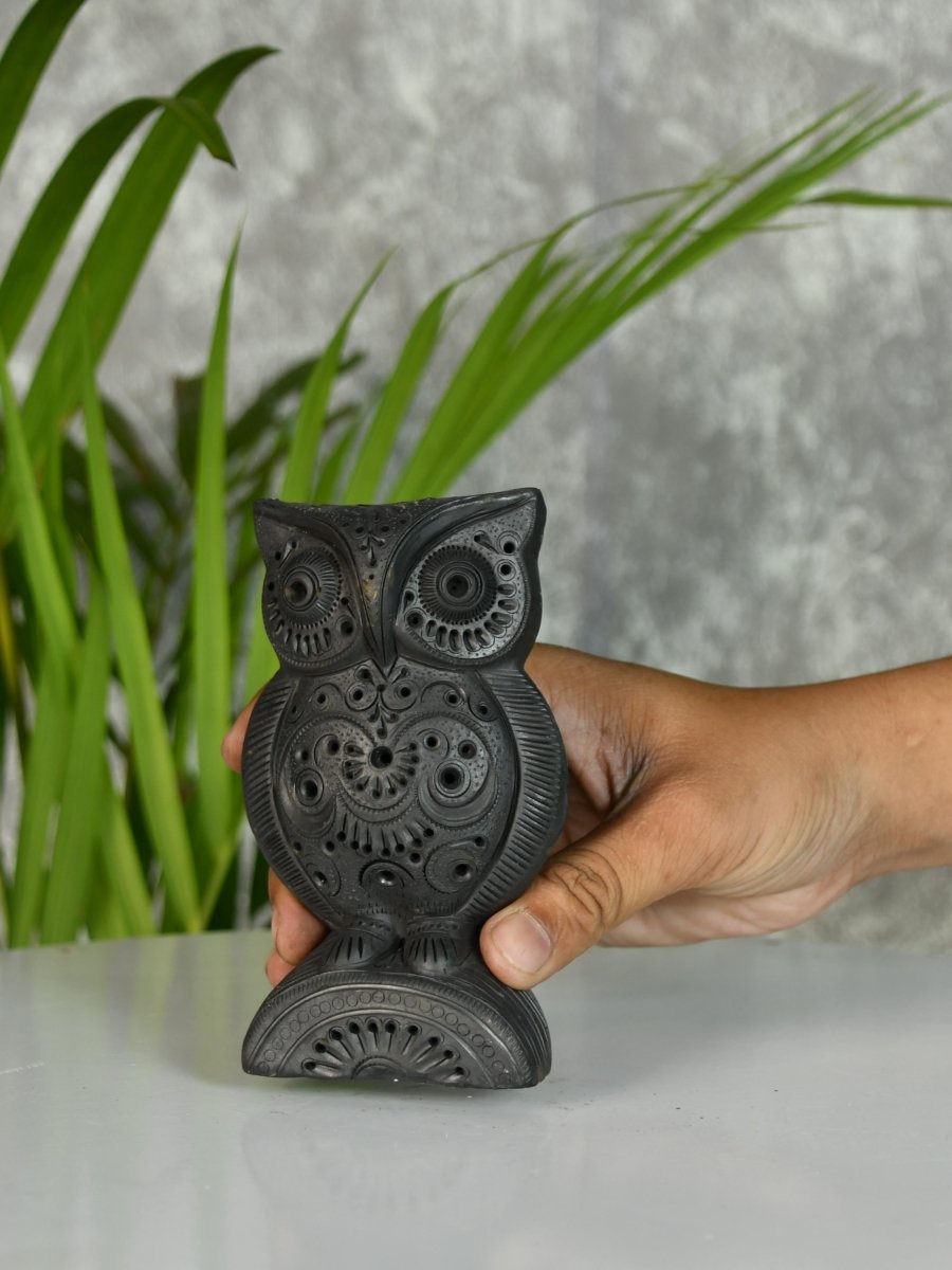 Sowpeace Black Terracotta Artisanal Owl: Tabletop Decor - decor - Sowpeace - Sowpeace Black Terracotta Artisanal Owl: Tabletop Decor - Terr - bter - TT - AOW - Sowpeace