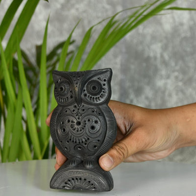 Sowpeace Black Terracotta Artisanal Owl: Tabletop Decor