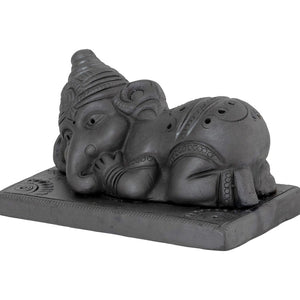 Sowpeace Black Terracotta Sleeping Ganesh: Artisan Tabletop Decor - Sowpeace - Sowpeace Black Terracotta Sleeping Ganesh: Artisan Tabletop Decor - Terr - bter - TT - SGN - Sowpeace