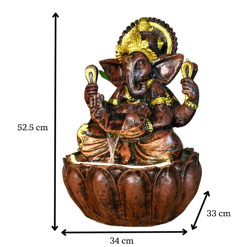 Sowpeace Brown Ganesha Water Fountain – Elegant Ganesha Sitting Waterfall for Spiritual Home Decor & Gifts