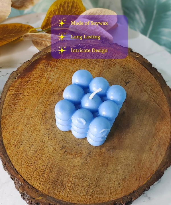 Sowpeace Bubble Blue Soywax Candle – Hand-Poured, Vegan, Unscented Decorative Cube (6×6×6 cm) — image 2
