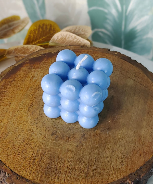 Sowpeace Bubble Blue Soywax Candle – Hand-Poured, Vegan, Unscented Decorative Cube (6×6×6 cm) — main view