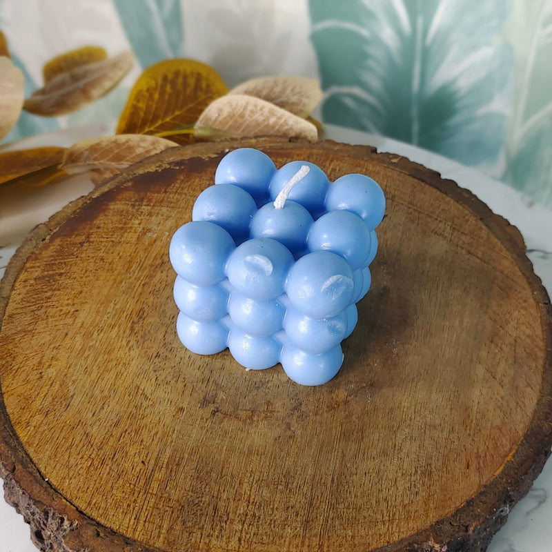 Sowpeace Bubble Blue Soywax Candle – Hand-Poured, Vegan, Unscented Decorative Cube (6×6×6 cm) – view 1