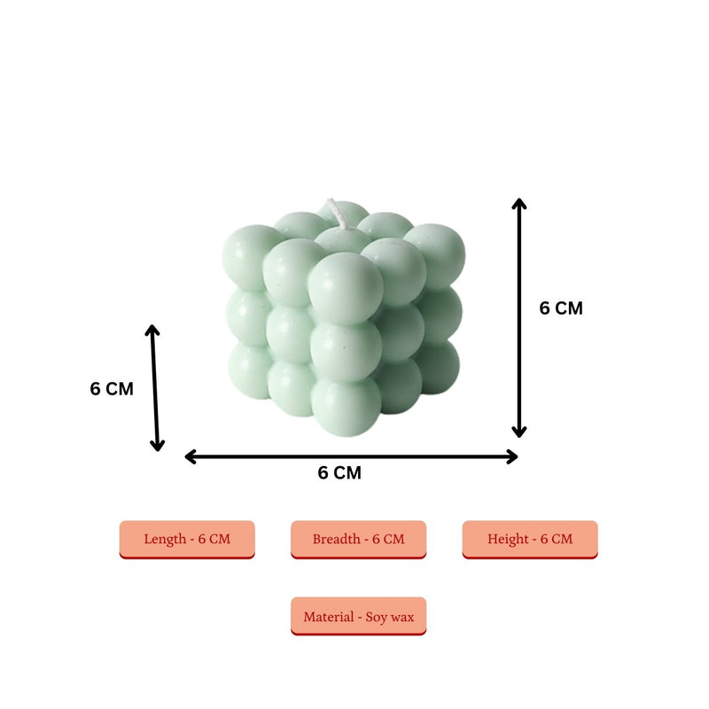 Sowpeace Bubble Green Soywax Candle – Hand-Poured, Vegan, Unscented Decorative Cube (6×6×6 cm) – view 3