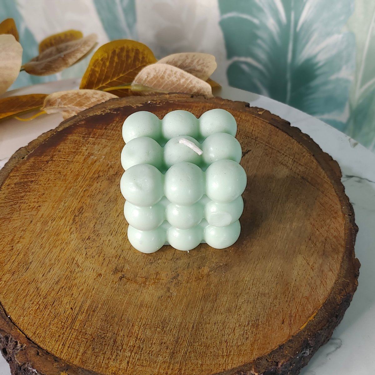 Sowpeace Bubble Green Soywax Candle – Hand-Poured, Vegan, Unscented Decorative Cube (6×6×6 cm)
