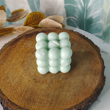 Sowpeace Bubble Green Soywax Candle – Hand - Poured, Vegan, Unscented Decorative Cube (6×6×6 cm) - Sowpeace - 