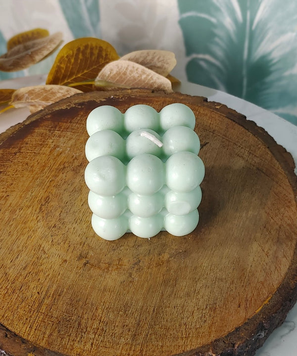 Sowpeace Bubble Green Soywax Candle – Hand-Poured, Vegan, Unscented Decorative Cube (6×6×6 cm) — main view