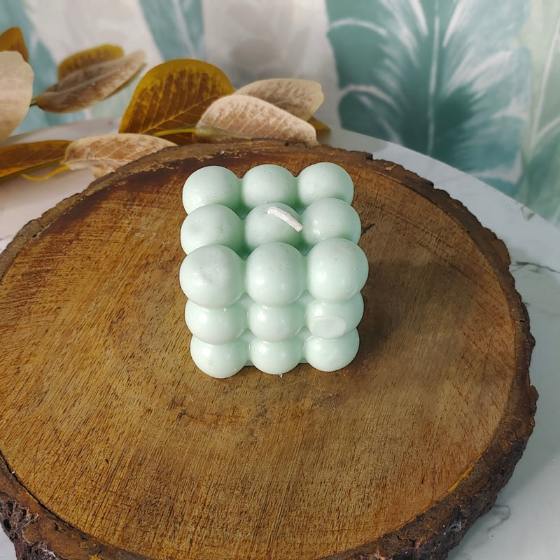 Sowpeace Bubble Green Soywax Candle – Hand-Poured, Vegan, Unscented Decorative Cube (6×6×6 cm) – view 1
