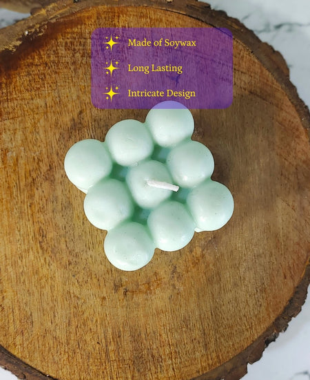Sowpeace Bubble Green Soywax Candle – Hand-Poured, Vegan, Unscented Decorative Cube (6×6×6 cm)