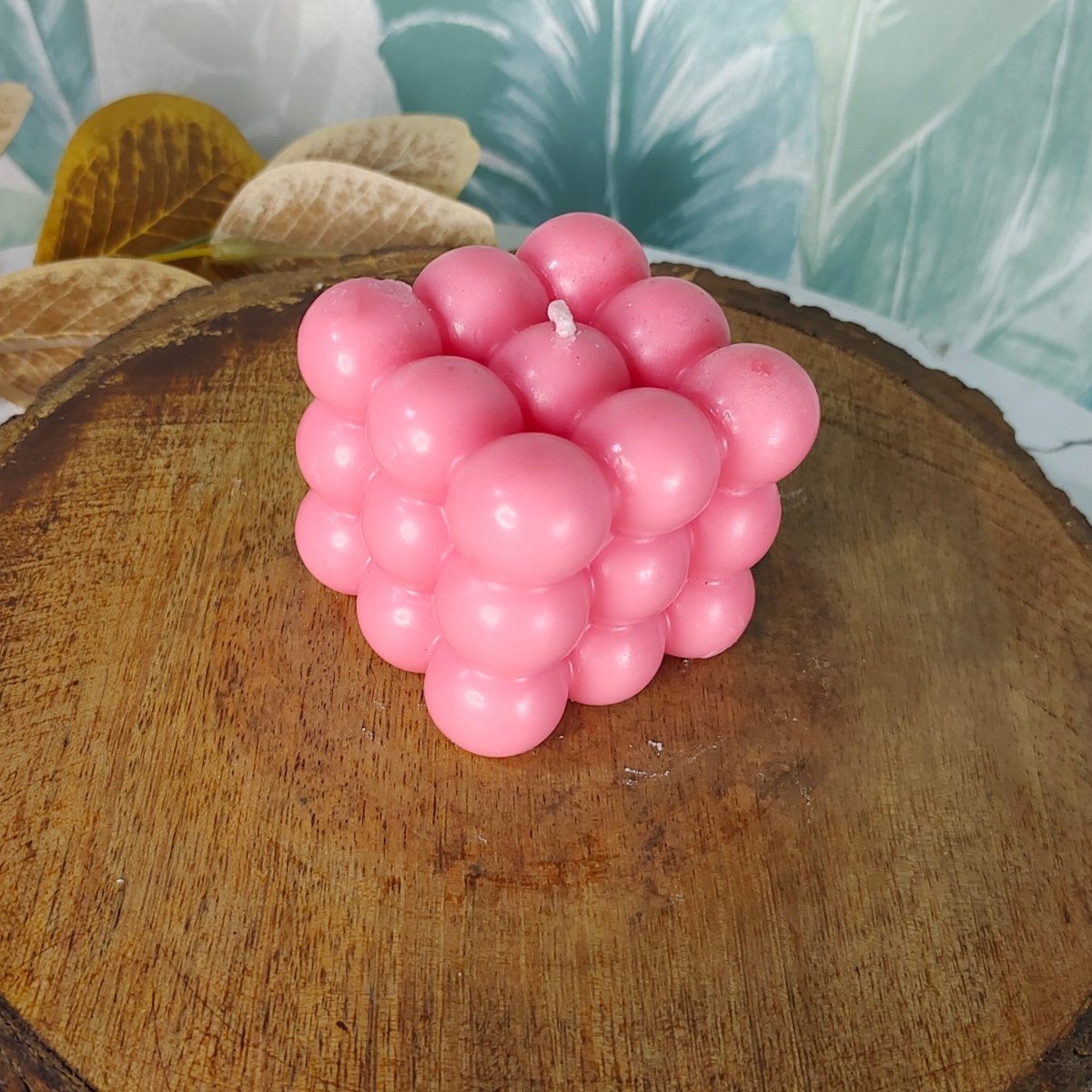 Sowpeace Bubble Pink Soywax Candle – Hand-Poured, Vegan, Unscented Decorative Cube (6×6×6 cm)