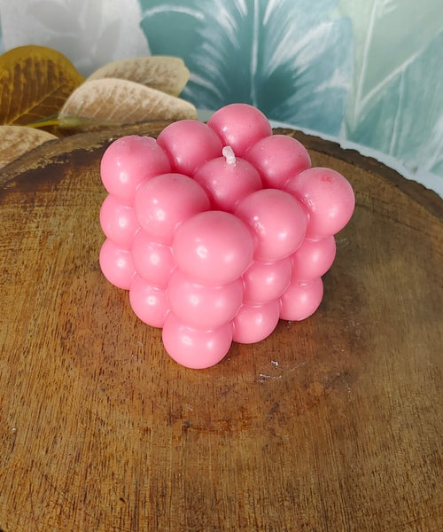 Sowpeace Bubble Pink Soywax Candle – Hand-Poured, Vegan, Unscented Decorative Cube (6×6×6 cm)