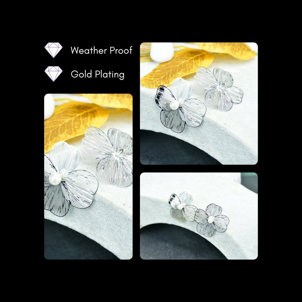 Sowpeace Centre Bead Flower Gold Stainless Steel Earrings | Elegant One‑Size Lightweight Jewelry for Women & Daily Wear - Sowpeace - 