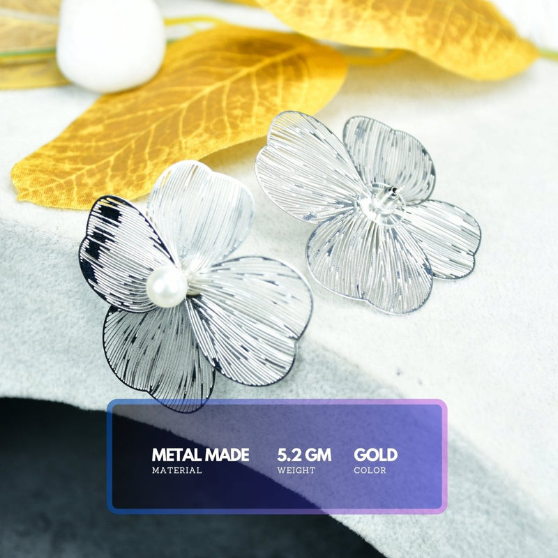 Sowpeace Centre Bead Flower Gold Stainless Steel Earrings | Elegant One‑Size Lightweight Jewelry for Women & Daily Wear – view 4