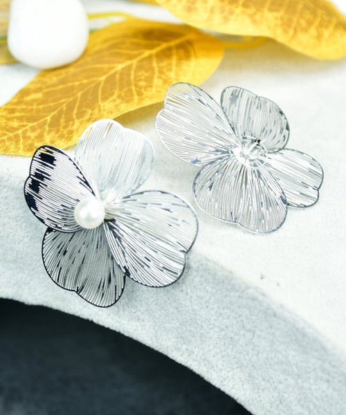 Sowpeace Centre Bead Flower Gold Stainless Steel Earrings | Elegant One‑Size Lightweight Jewelry for Women & Daily Wear