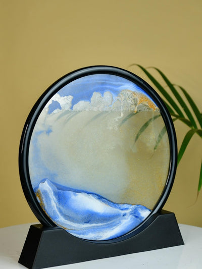 Sowpeace Circular Glass Sand Art – Elegant Moving Sand Sculpture for Trendy Home Decor & Gifts