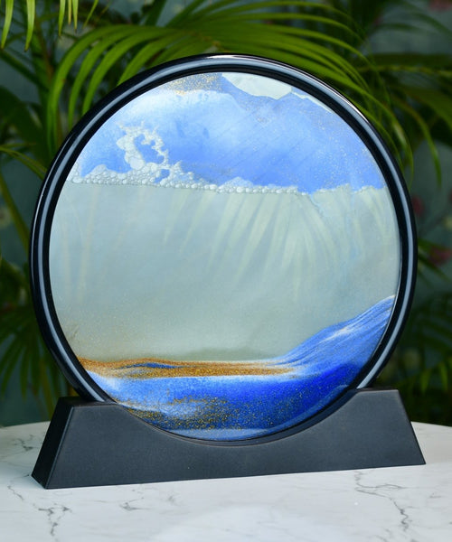 Sowpeace Circular Glass Sand Art – Elegant Moving Sand Sculpture for Trendy Home Decor & Gifts