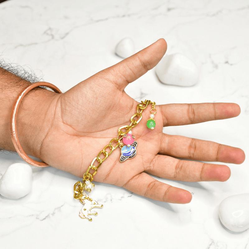 Sowpeace Cosmic Charm Bracelet | Stylish Stainless Steel One‑Size Adjustable Celestial Jewelry for Women & Men – view 3