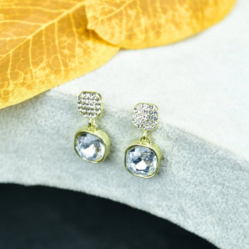 Sowpeace Crystal on Crystal Gold Stainless Steel Earrings | Elegant One‑Size Lightweight Jewelry for Women & Daily Wear - Sowpeace - 