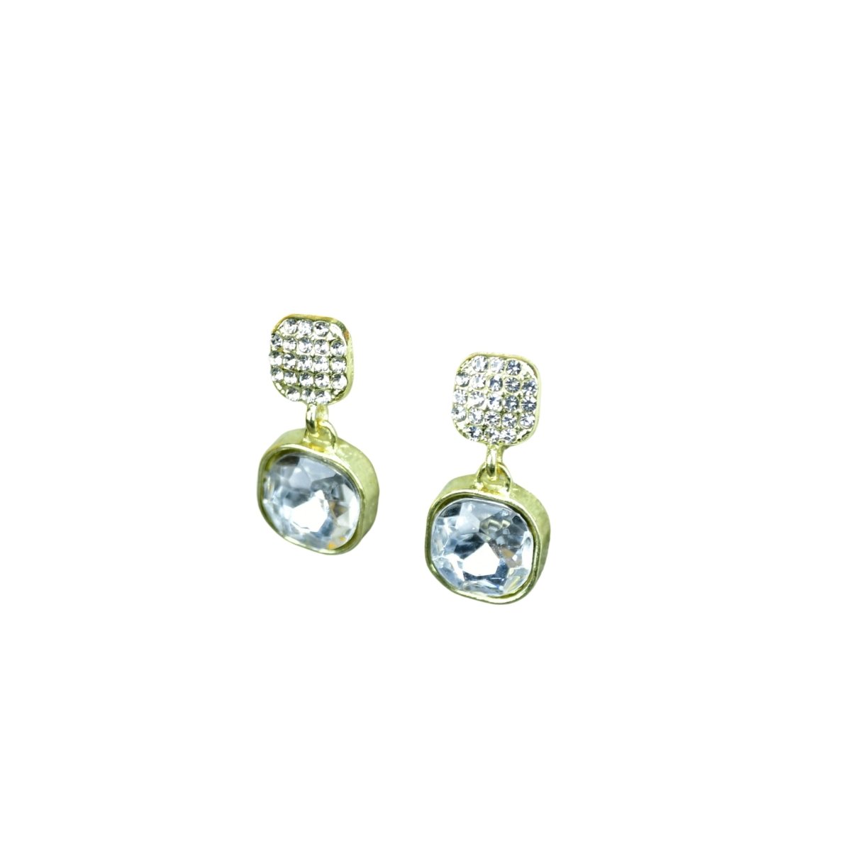 Sowpeace Crystal on Crystal Gold Stainless Steel Earrings | Elegant One‑Size Lightweight Jewelry for Women & Daily Wear - Sowpeace - 
