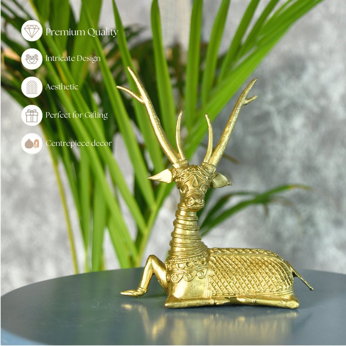 Sowpeace Dhokra Deer Sitting - Dhokra - Sowpeace - Animal - Dhokra tabletop