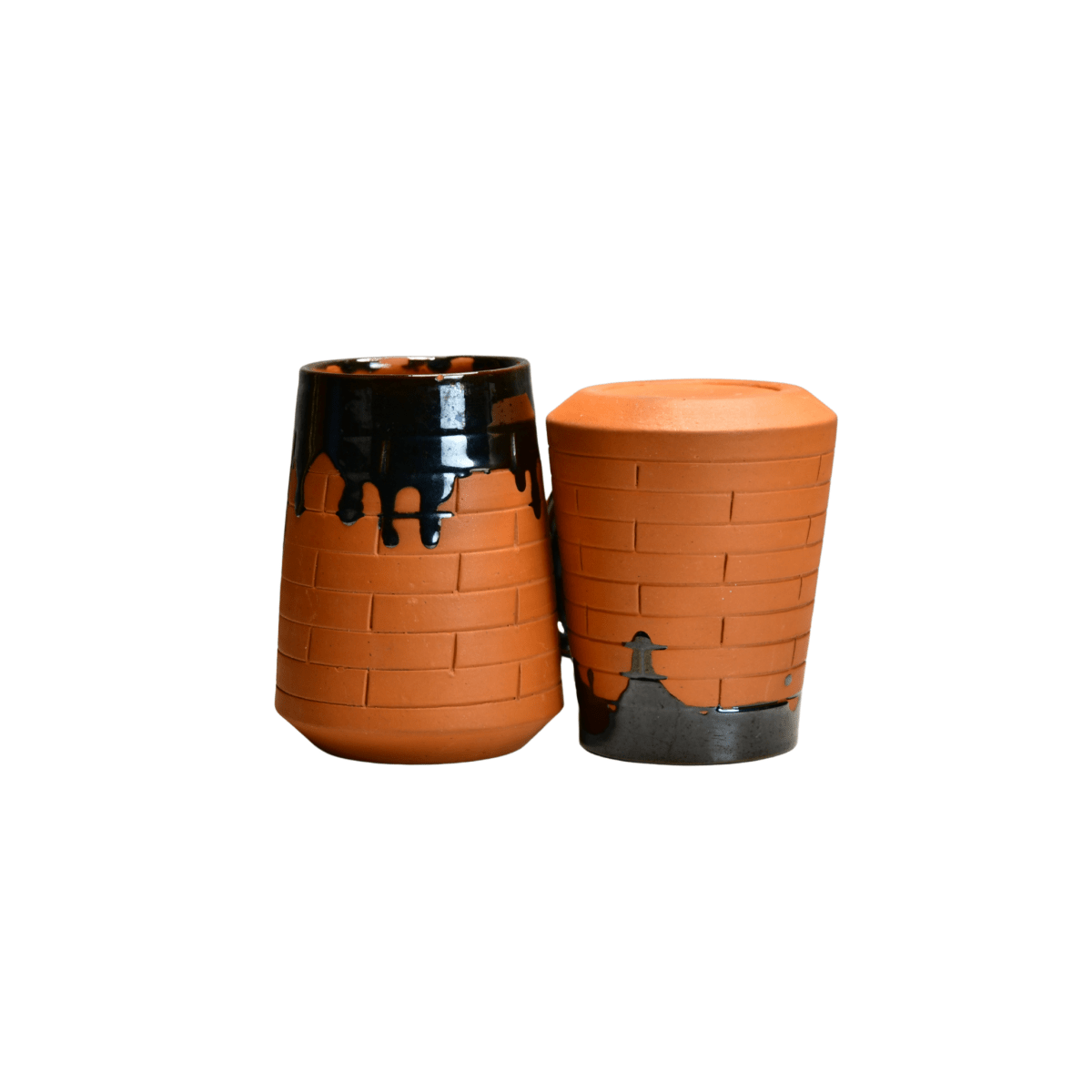 Sowpeace Earthly Beer Mugs (Set of 2) | Handcrafted Terracotta Rustic Brown Beer Cups for Gifting & Daily Use - Sowpeace - 