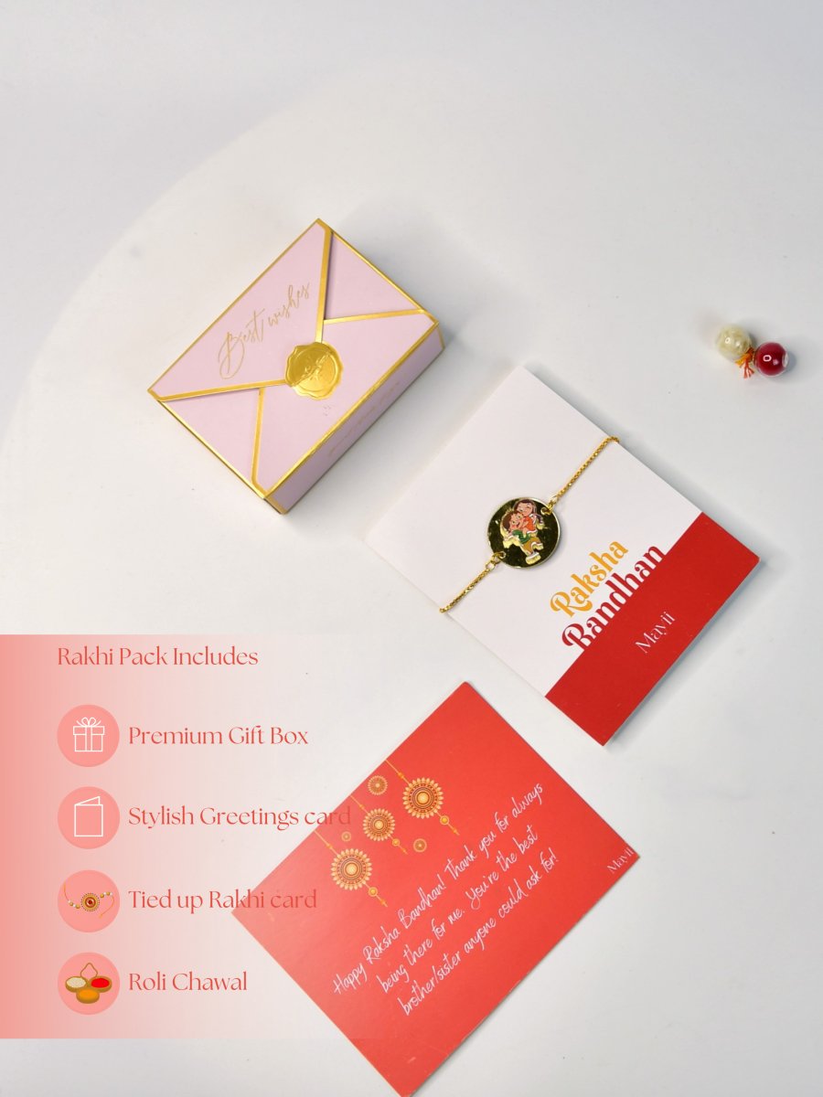 Sowpeace Exquisite Bhai Behen Rakhi Pack of 1 with Roli Chawal and Greeting card combo for Raksha Bandhan and Gifting