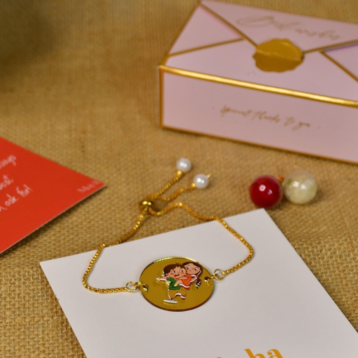 Sowpeace Exquisite Bhai Behen Rakhi Pack of 1 with Roli Chawal and Greeting card combo for Raksha Bandhan and Gifting - Sowpeace - 