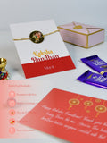 Sowpeace Exquisite Bhai Behen Rakhi Pack of 1 with Roli Chawal Thali, Chocolates, and Greeting card combo for Raksha Bandhan and Gifting - Rakhi - Sowpeace - Sowpeace Exquisite Bhai Behen Rakhi Pack of 1 with Roli Chawal Thali, Chocolates, and Greeting card combo for Raksha Bandhan and Gifting - RAK - BB - HND - P3 - Sowpeace