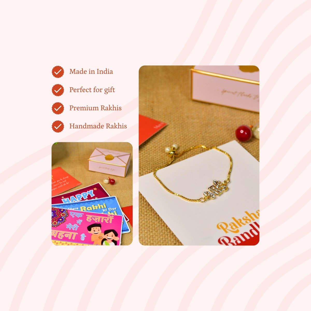 Sowpeace Exquisite BHAI Rakhi Pack of 1 with Roli Chawal and Greeting card combo for Raksha Bandhan and Gifting