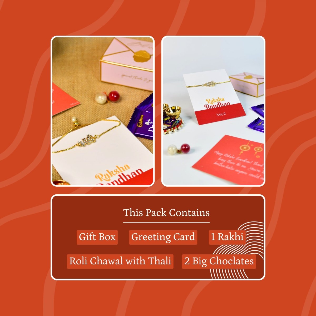 Sowpeace Exquisite BHAI Rakhi Pack of 1 with Roli Chawal and Greeting card combo for Raksha Bandhan and Gifting